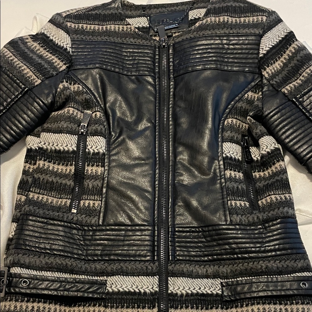 Buffalo David Bitton Black and Gray Leather Jacket